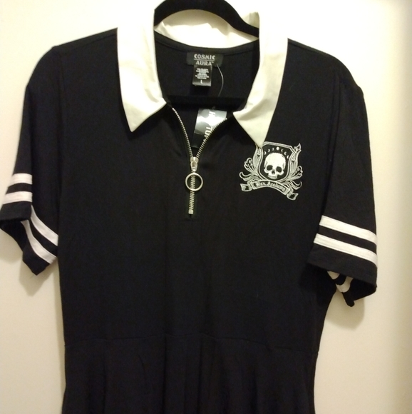 π COSMIC AURA Black Skull Dress Size L - Picture 3 of 12